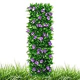 人工生垣 - 人工 フェイク 拡張 可能 園芸 用品 花 付き | 屋外壁パネル - バルコニー パティオ ガーデン デッキ アパート アート 墓地 門 アウトドア 公園 裏庭用