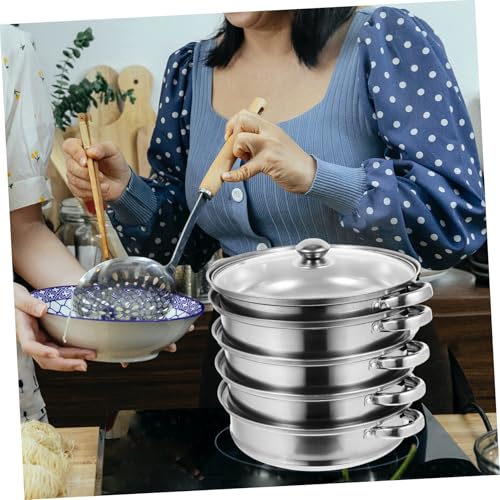 TOYANDONA Stainless Steel Steamer Pot Deep Multi-function Stockpot for Efficient Steaming Boiling and Simmering Space-saving Kitchen Accessory for Healthy Cooking - Image 2