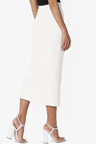 Miniatura 4 de TheMogan Falda de tubo larga de punto ponte con abertura lateral y cintura alta