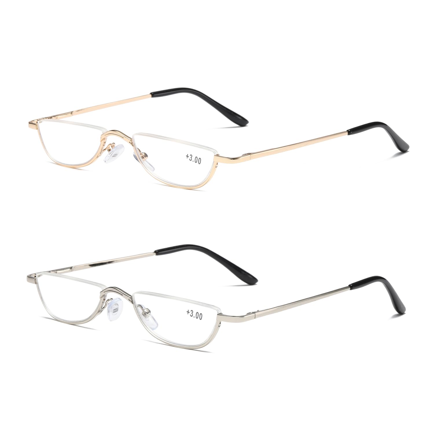 Viseng Mini Half Moon Half Frame Reading Glasses Ultra Thin Metal Material Frame Reading Glasses Lightweight Comfortable Unisex
