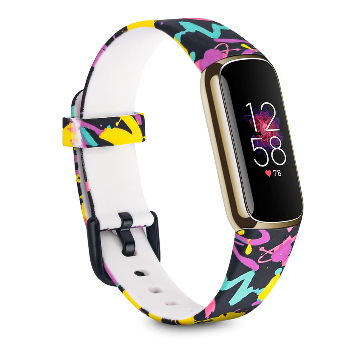 Luxe Straps Compatible with Fitbit Luxe Watch Bands Wrist Strap for Men Women Colorful Pattern Floral Sport Watchband Bracelet Bangle Wristband Replacement Accessories with Metal Buckle Large Wrist
