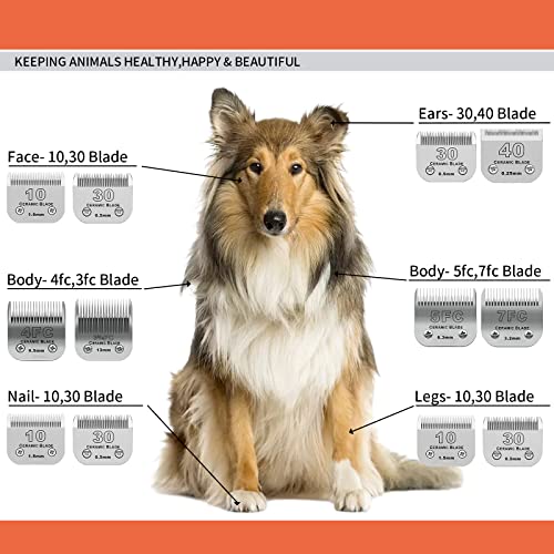 Image of 40# Detachable Dog Blades Compatible with Andis /Oster A5 Grooming | Compatible with wahl km10 dog clipper,Cut Length 1 /100 inch(0.25mm),Made of Ceramic Blade & Stainless Steel Blade
