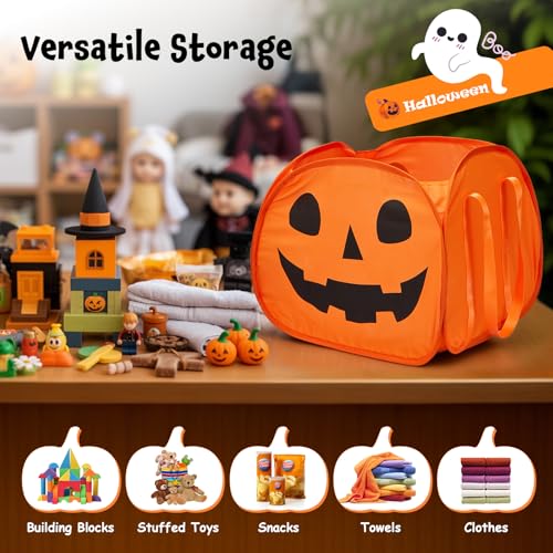 YOHOOLYO 95L Large Cute Halloween Foldable Pumpkin Boo Basket with Handles - image 2