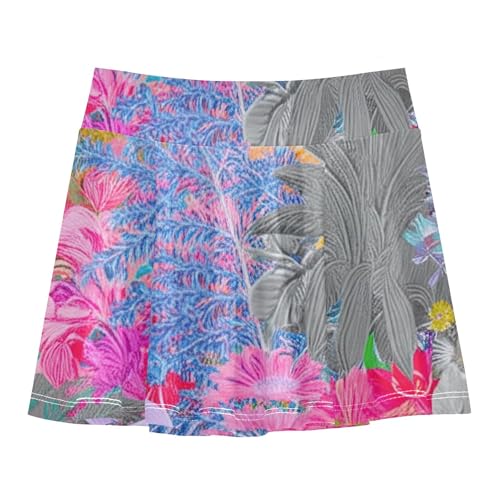 Athletic Shorts Girls Skorts Toddlers Tennis Skirts Running School Beautiful Floral Plants Grey 3t