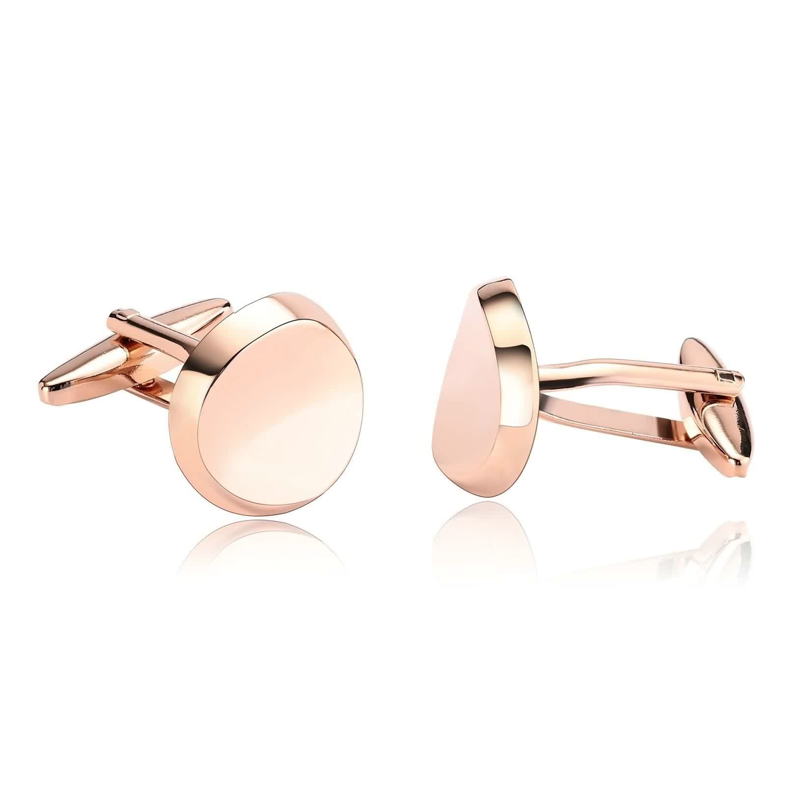 Banemi Gemelos personalizados para boda de hombre, gemelos clásicos de acero inoxidable, redondos, oro rosa, 1,7 x 1,7 cm, Oro rosa, acero inoxidable, acero inoxidable, No es una piedra preciosa