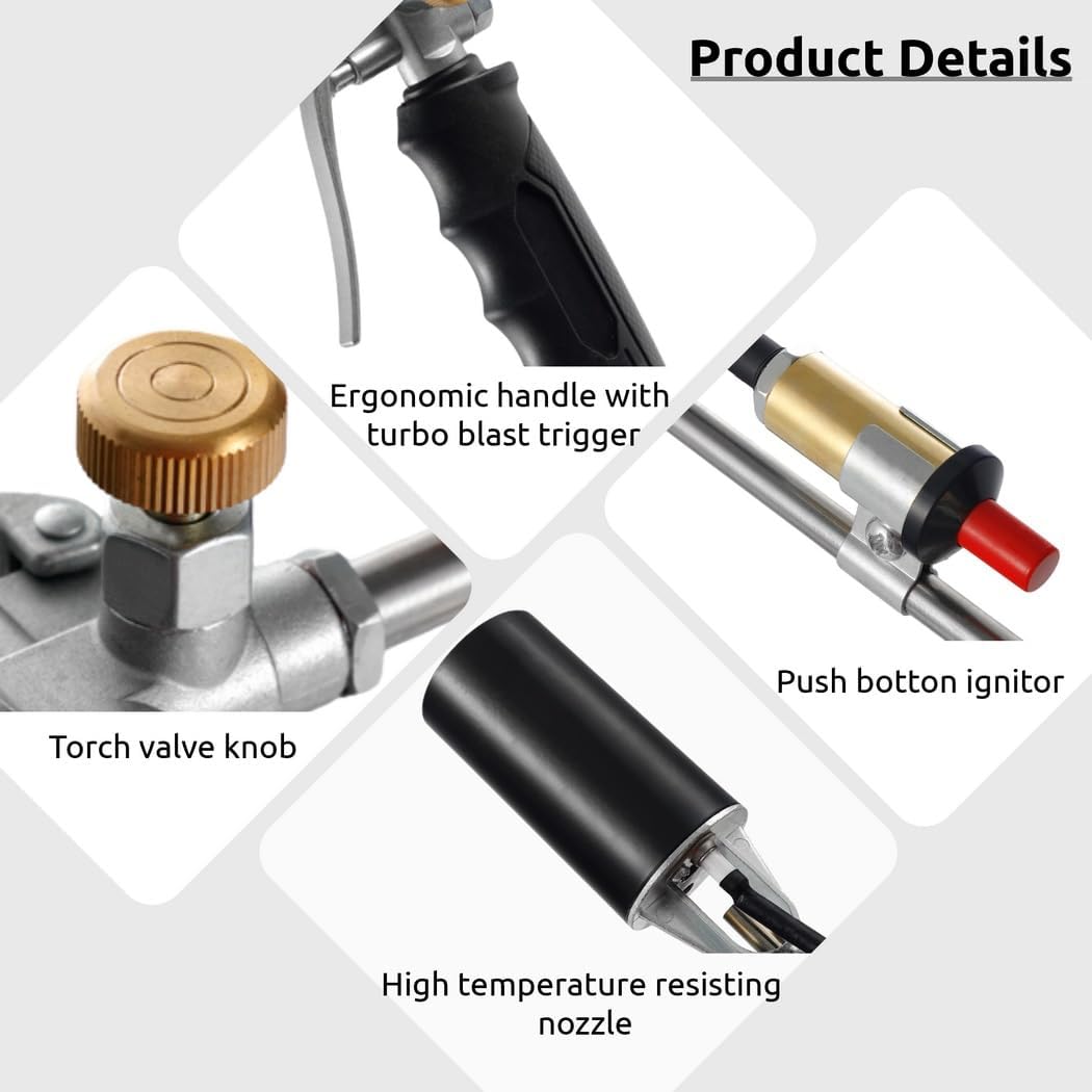 Heavy Duty Propane Flame Thrower With 6.56-Foot Hose - High Output Weed Torch