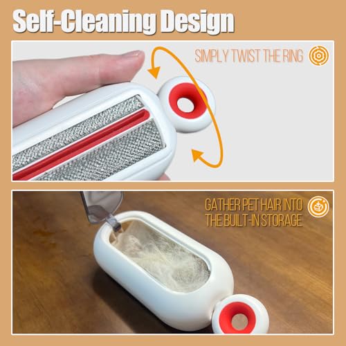Image of Lint Roller Resuable for Clothes, Magic Self- Cleaning Pet Hair Remover for Cats Dogs Fur, Portable Washable Pet Hair Removal Tool Brush for Curtain, Carpet, Bedding, Sofa, Couch, White