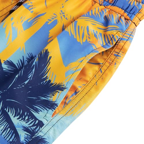Image of Cozople Teen Boys Swim Trunks Size 14 16 Beachwear Swimsuit Stretchy Boxer Brief Liner Swim Shorts Hawaii Palm Tree Graphic Quick Dry UPF Beach Board Shorts for Teens Beachwear
