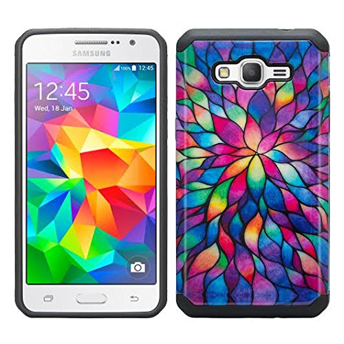 GALAXY WIRELESS for Galaxy Core Prime Case, Samsung Galaxy Core Prime Phone Case [Shock Absorption] Hybrid Dual Layer Defender Protective Case Cover for Galaxy Core Prime Case, Rainbow Flower