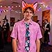 Halloween Cosplay Costume Halloween Costume for Men Pink Printed T-Shirt Headband Purple Tie Set (M)