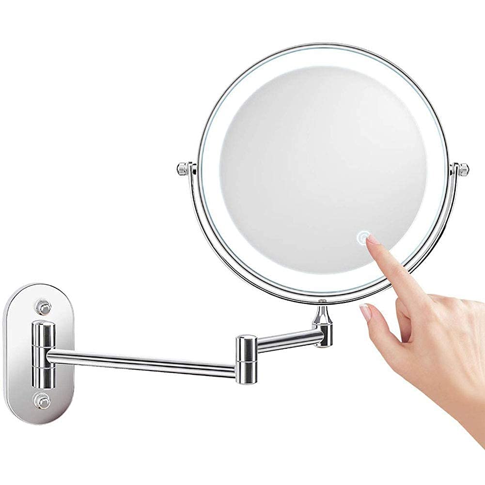 Miroir de Maquillage Mural pour voir de près sans lunettes grâce au grossissement 10X pliable