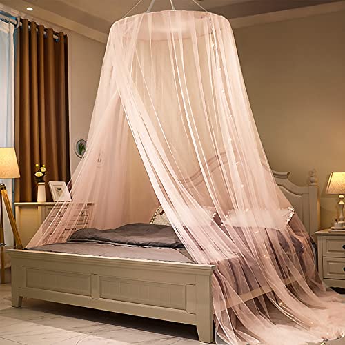 SUNDAY HOME Hanging Mosquito Net for Single to King Size Beds, Universal Mesh Bed Canopy Curtains from Ceiling, Bed Hanging Netting Canopy Easy Installation (Color : Pink)