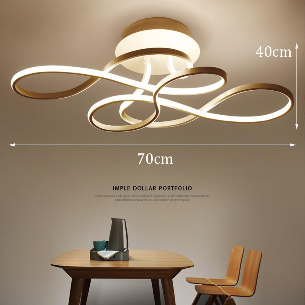 Oświetlenie Sufitowe LED Ściemnialna Lampa Sufitowa Salon Nowoczesny Ze Zdalnym Sterowaniem Złoty Akrylowy Projekt Sufitowy Reflektor Sypialnia Jadalnia Restauracja Kuchnia Dekoracyjne (Size : 70cm)