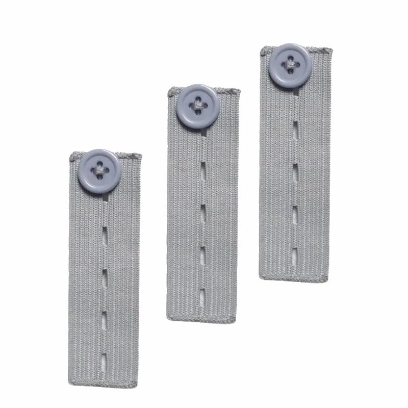 3 Extensores de Botón Elástico para Pantalones - Ajustador de Cintura Ajustable y Alargador de Pretina - Accesorio Ideal para Ampliar la Cintura con Comodidad (3 Piezas) (Gris)