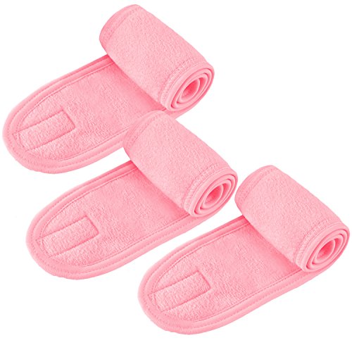 eBoot Spa Make up Headband Terry Cloth Headband Stretch Yoga Sport Headband Shower Headband, 3 Pieces (Pink)