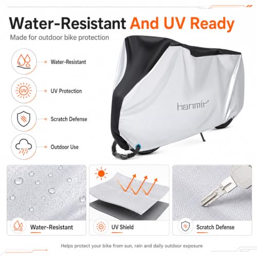 Funda para bicicleta Hanmir resistente al agua para exteriores, con bolsa, para 1-2 bicicletas miniatura 4