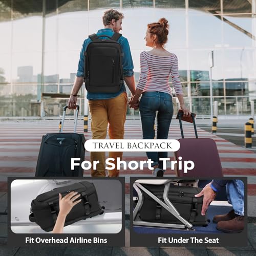 OTAHGK Bagage Cabine 40x20x25 pour Ryanair Sac à Dos de Voyage Bagage à Main Avion Sac à Main sous Le Siège Valise Sac Ordinateur Portable avec Port de Charge USB-Noir – Image 7