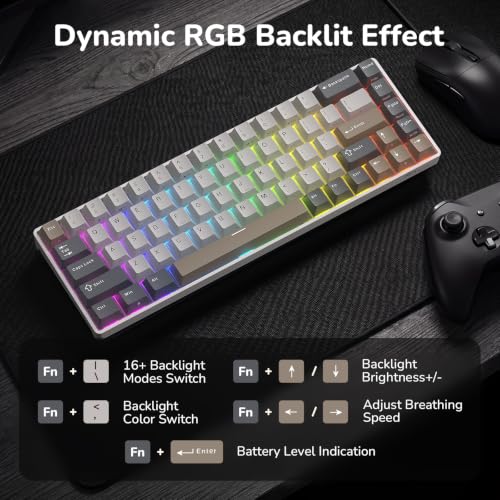 Image of RK ROYAL KLUDGE RK68 65% RGB Wireless Mechanical Keyboard for Gaming, Work | 68 Keys Compact TKL Tri-Mode BT /2.4GHz /USB-C Gaming Keyboards for Mac /Win, Hot Swappable, Custom Switch, Software Support