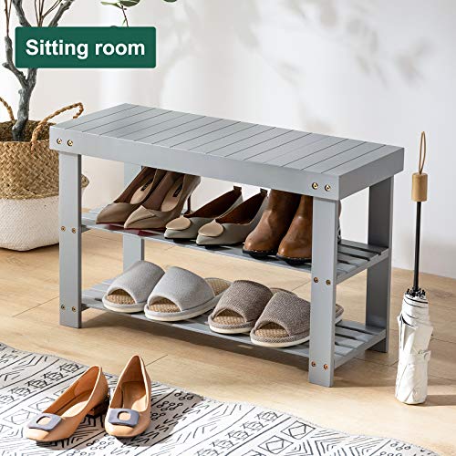 Bamboo 3 Tier Shoe Rack Bench, Premium Shoe Organizer or Entryway Bench, Perfect for Shoe Cubby, Entry Bench, Bathroom Bench, Entryway Organizer, Hallway or Living Room - Thumbnail 6