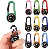 Ousuwo Confezione da 10 moschettoni colorati con moschettone, portatili, mini bussola, portachiavi, clip per attività all'aperto, escursionismo, campeggio, viaggi e navigazione