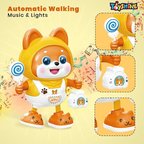 Image of Toyshine Battery Operated Robot Dog Toy with Dancing | Automatic Walking | Music & Lights Creative Children Electric Pet Fun Play Interactive Action Toy for Kids Boys & Girls 3+, Multicolor