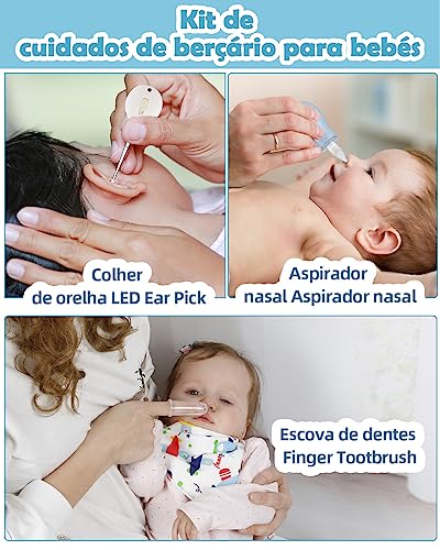Lictin Kit Higiene Bebês, 15 PCS Baby Health Care Set Tesoura, Cortador, Lixa de unha, Pente e Escov