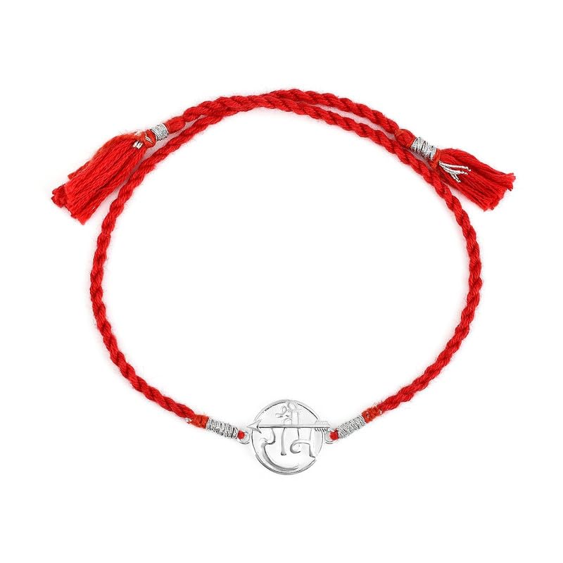 Image of ROOVI Pure 925 Sterling Silver Rakhi for Bhai with Roli Chawal