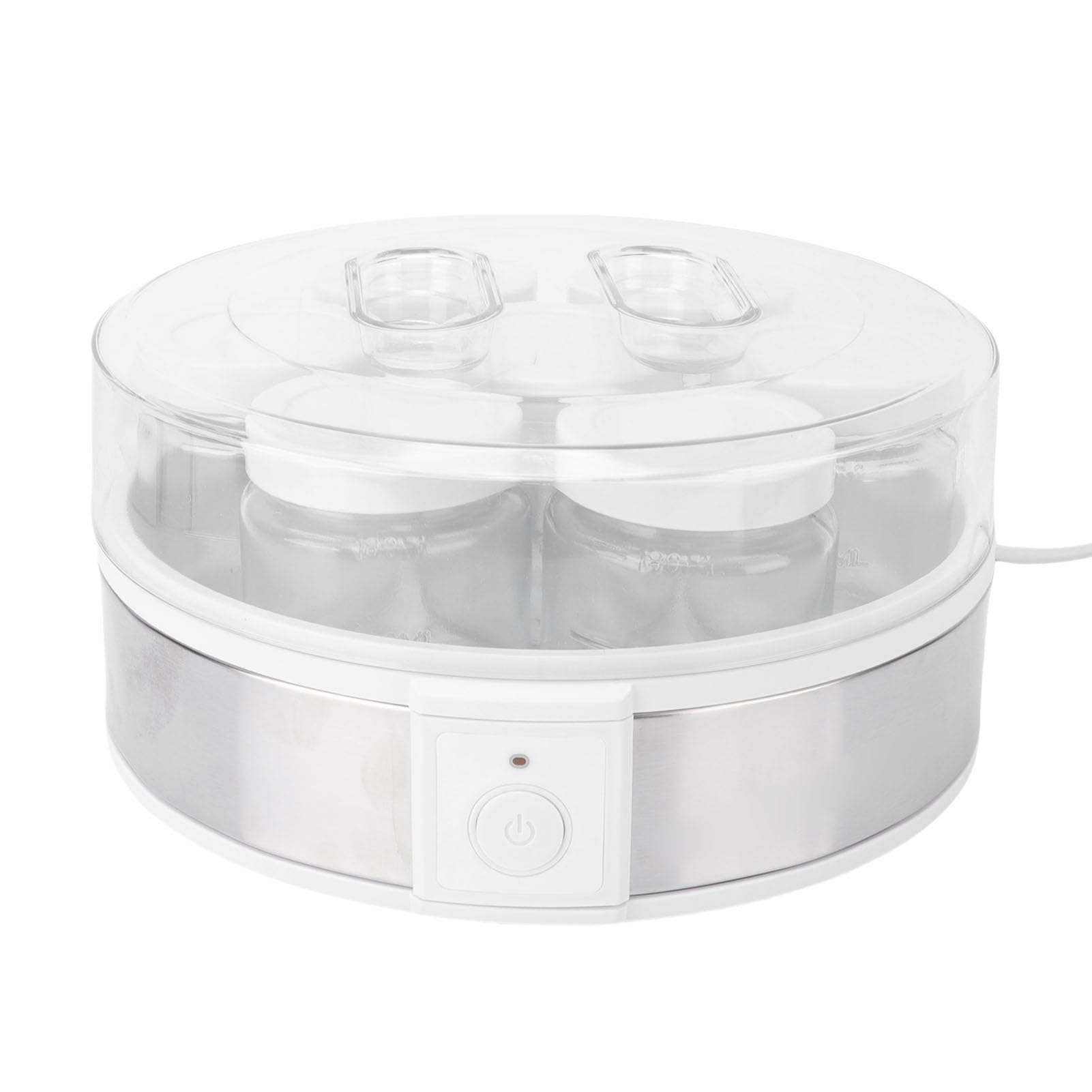 GOWENIC Yogurtiera Elettrica, Macchina per Yogurt Fatta in Casa da 20 W con 7 Tazze di Vetro, Yogurtiera Greca Portatile Multifunzionale per Marmellate, Budini, Gelato, Temperatura Costante