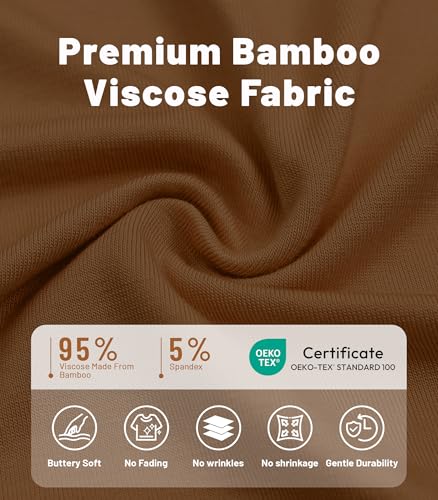 Image of NACHILA Nightgowns for Women-Viscose Made from Bamboo, V Neck Sleepshirts Short Sleeve Sleepwear Cool Nightshirt