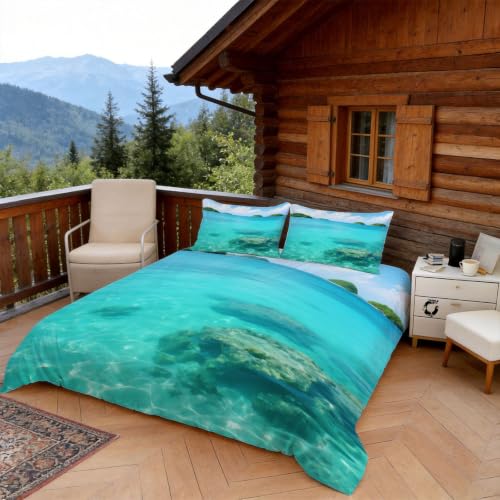 Housse de Couette 240 x 260 Océan en microfibre douce avec zips - 3
