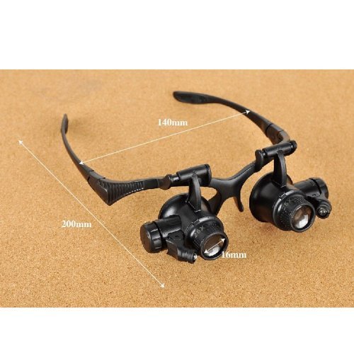 Krismile? 4 Pairs 10X 15X 20X 25X Watch Repair Glasses Eyewear Magnifier Loupe With Led New Loupe 9892G #TOP6