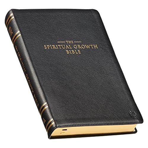 The Spiritual Growth Bible, Study Bible, Nlt - New Living Translation Holy Bible, Premium Full Grain Leather, Black