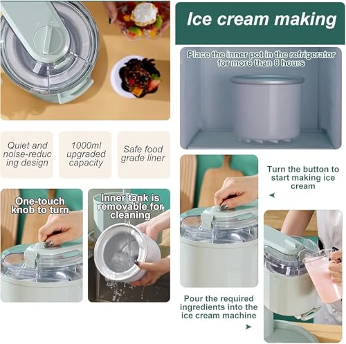 Ice Cream Maker – Automatic Mini Soft Serve Machine for Home, DIY Fruit Creami Dessert Maker, Compact Icecream Appliance