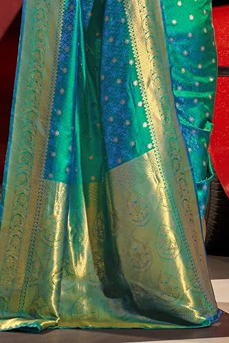 SWORNOF green silk navratri saree – image 6