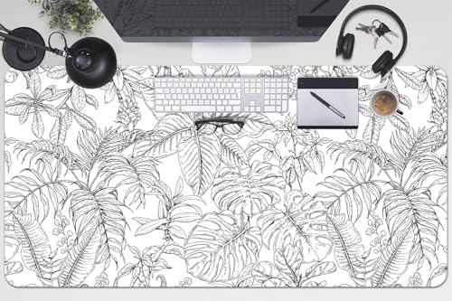 Tapis de souris 100x50 cm en vinyle PVC aux bords arrondis motif feuilles