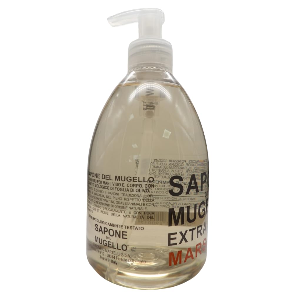 Sapone Extra Puro,MARSIGLIA, Per Mani, Viso e Corpo, Con Estratto Biologico Di Foglia Di Olivo 500ml + Panno SOFT In Lattice, Formato 30x30cm (6 Unità + Panno)
