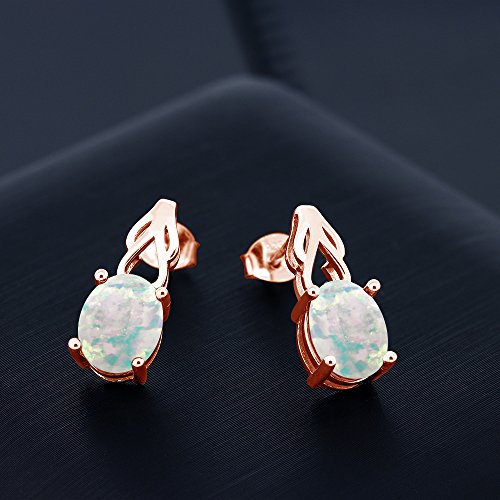 Gem Stone King 18K Rose Gold Plated Silver 9X7MM Oval Gemstone Birthstone Drop Dangle Earrings For Women2