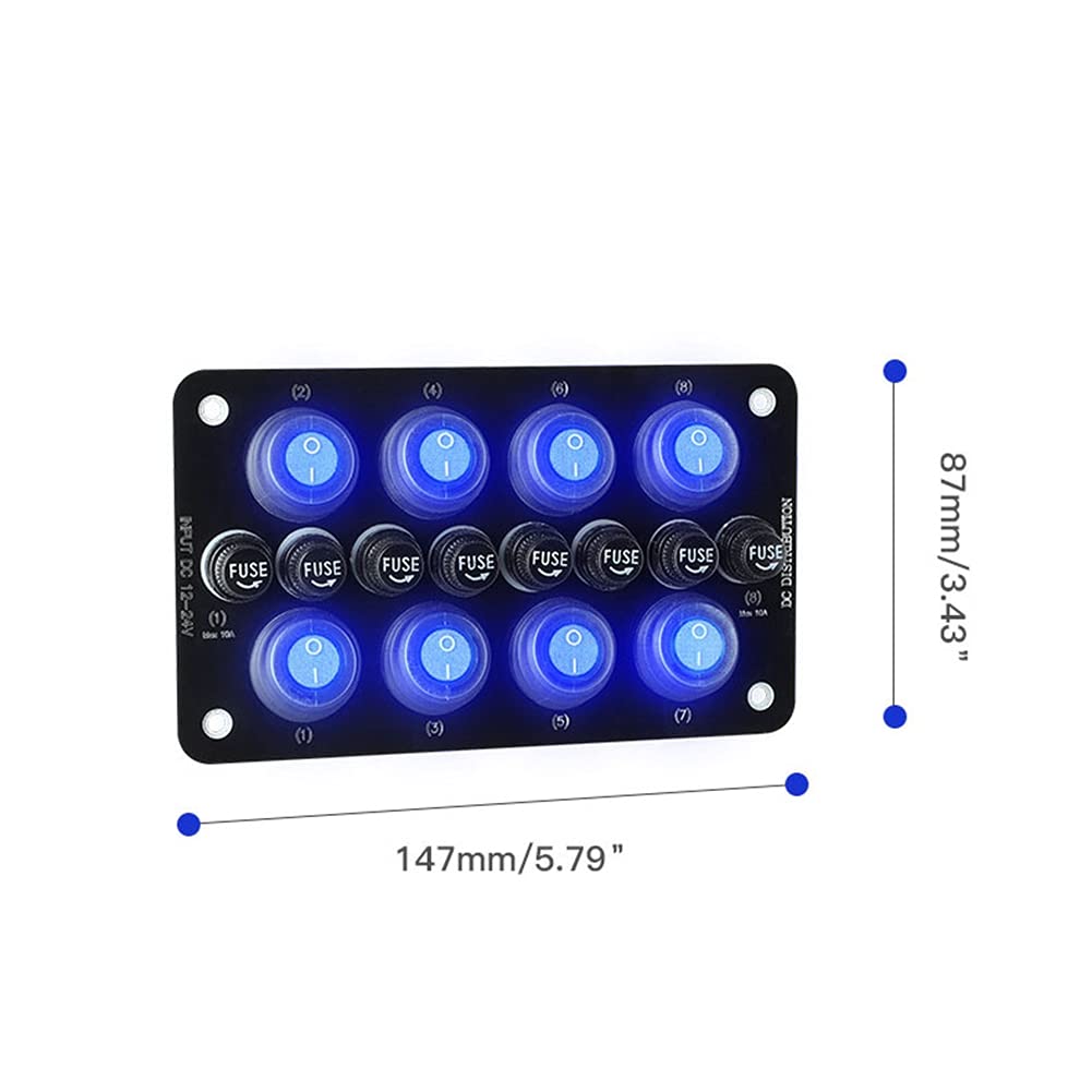 Panel De Control De Múltiples Interruptores, Asudaro Interruptores De Circuito Del Panel Fusible 10A Resistente Al Agua Y Al Polvo Rocker Interruptor Panel Para 12V-24V Coches Camiones Barcos