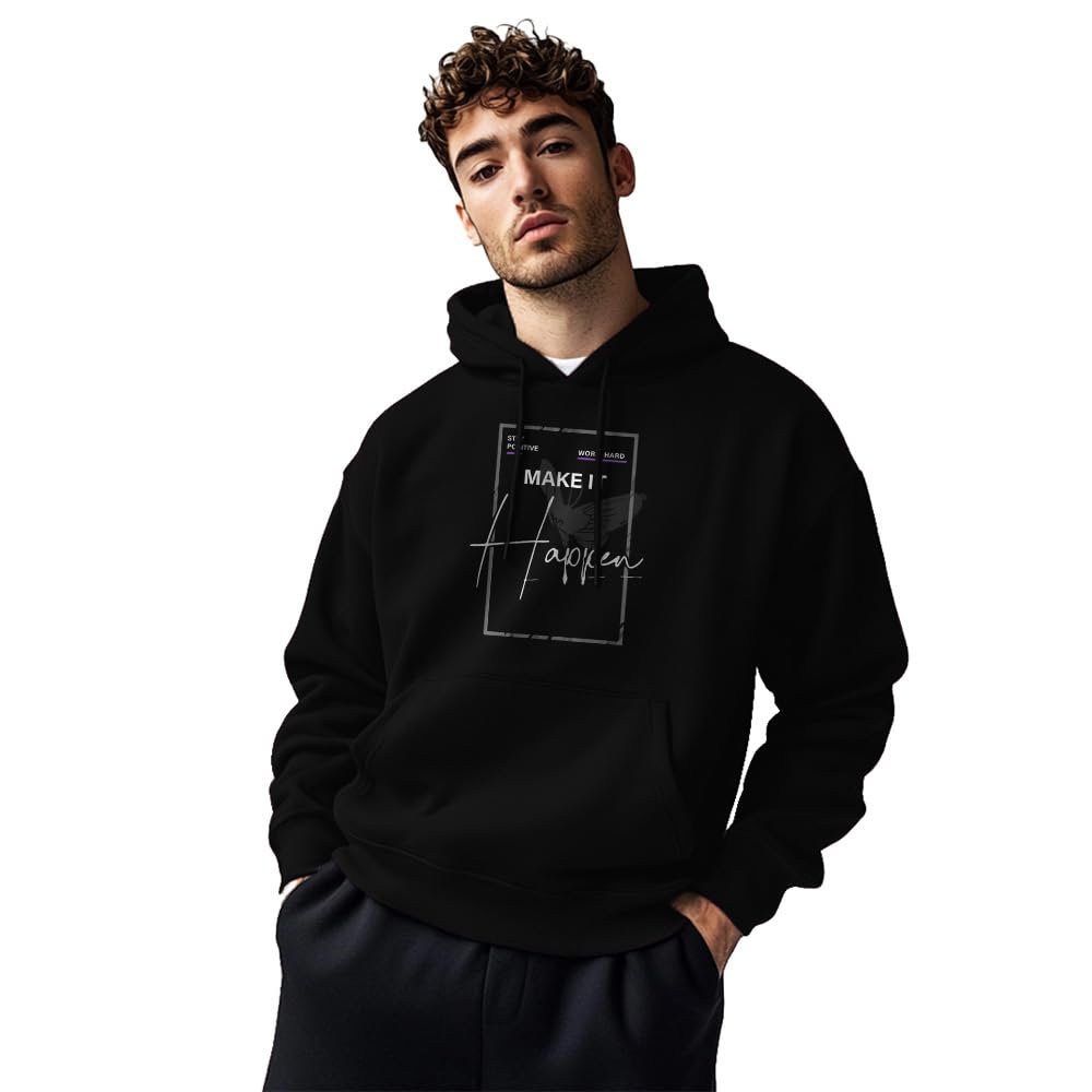 nobero Printed Hoodies for Man | 280 GSM Rich Cotton Fleece Hooded Full Sleeve Sweatshirt for Man | Stylish Casual Wear Winter Hoodies for Men-picture-24