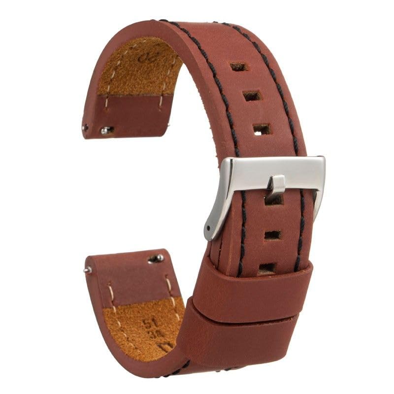 Correa de reloj Diloy en cuero vacuno encerado hecho a mano con costura vintage