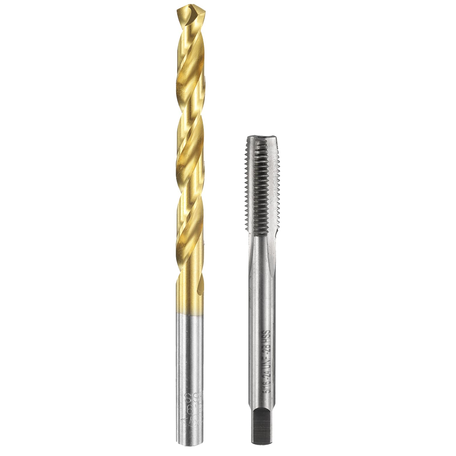 Set di maschi e punte da trapano, 1 maschio per filettatura a scanalatura dritta da 5/16-24 UNF e 1 punta elicoidale da 6,9 mm, kit di utensili per filettatura HSS-6542 non rivestiti/rivestiti in t