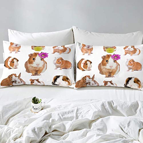 Guinea Pig Bedding Set 3D Animal Pattern Duvet Cover for Kids Boys Girls Cute Guinea Pig Rabbit Printed Comforter Cover Wildlife Bedspread Cover Bedroom Collection 2Pcs Single Size - Image 4