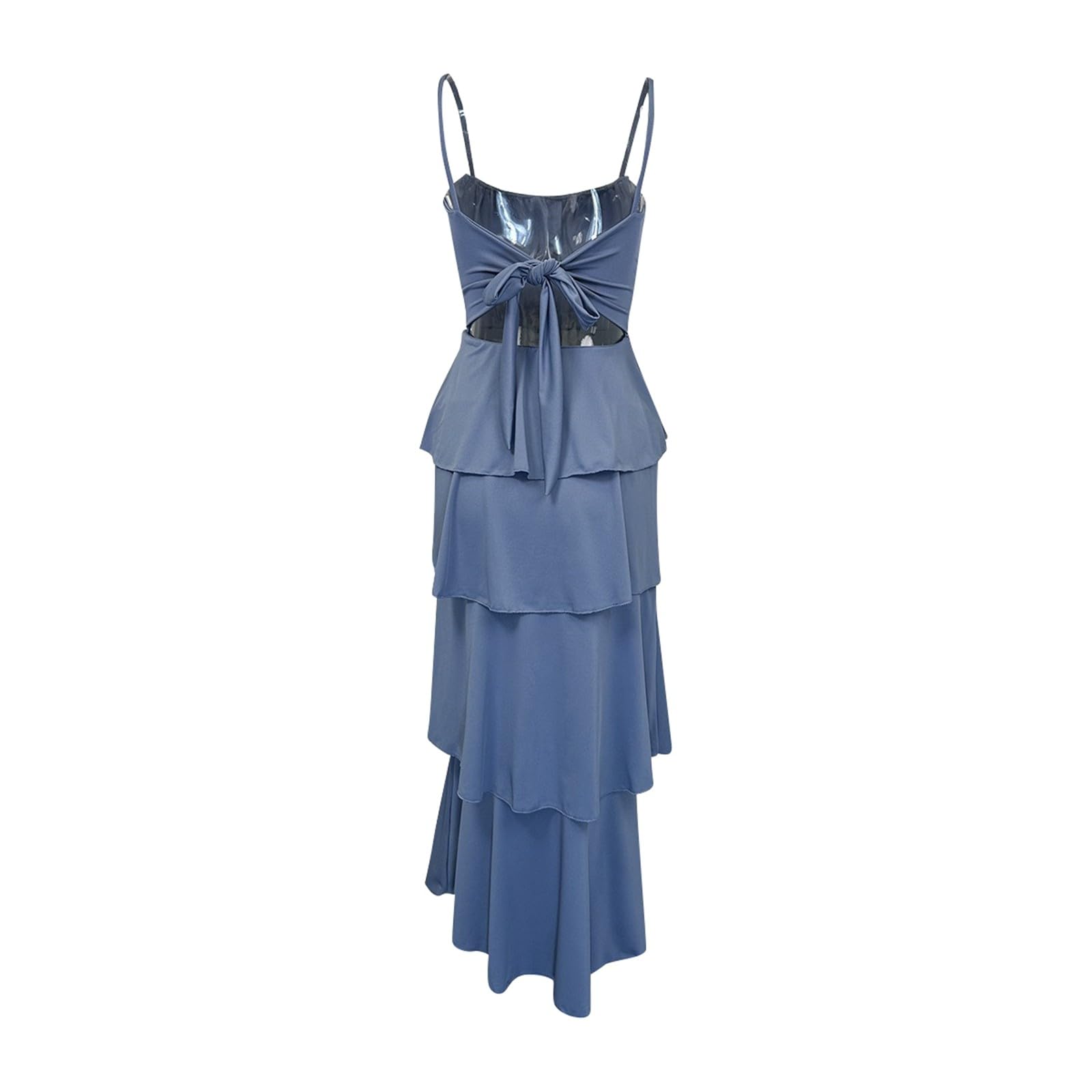 Générique Robe Casual Femme à Dos avec Bretelles Plissées et Nœud Élégant pour Une Mode et Séduisante