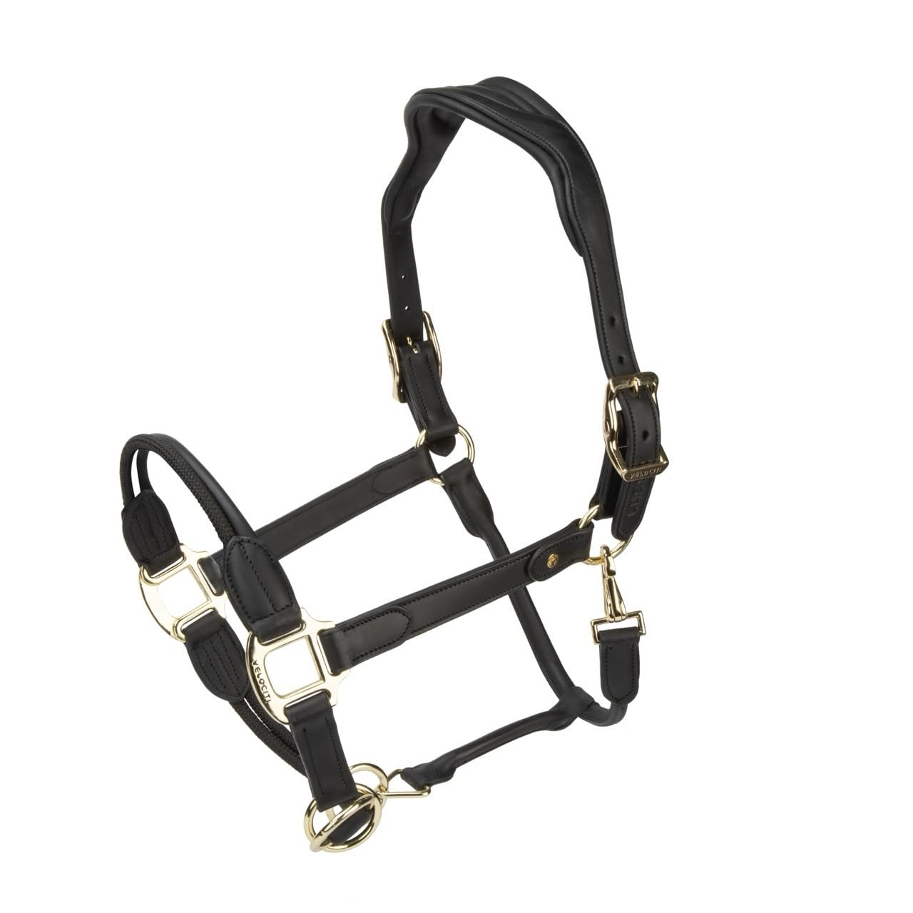 Shires Velociti Lusso Soria Leather Headcollar - Black Cob