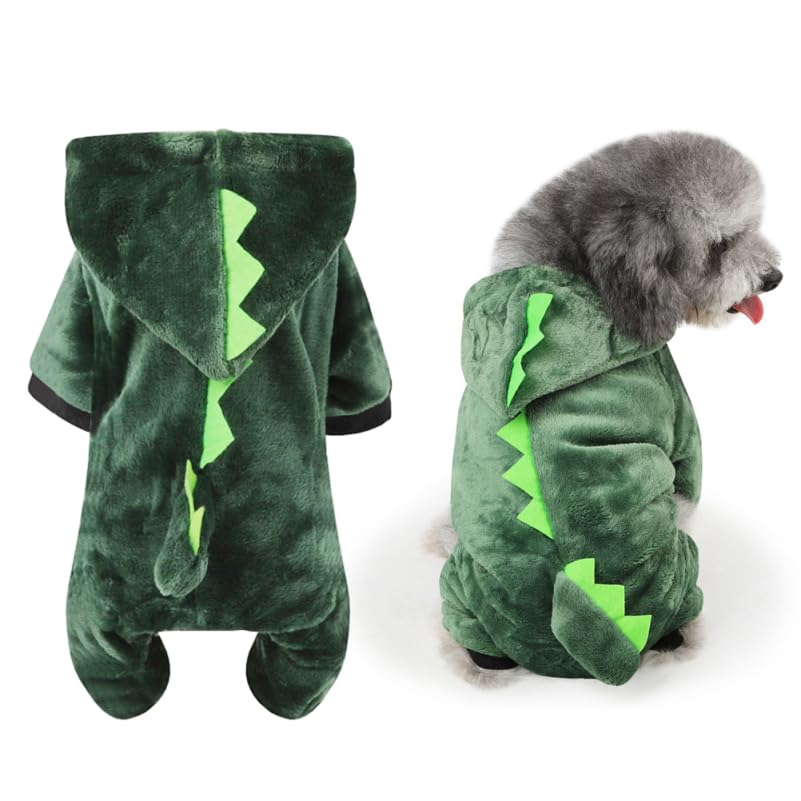 BESPORTBLE Warm Pet Clothes Dog Dinosaur Costume, Pet Dinosaur Costume Funny Dog Clothes Breathable s for Winter Holiday Outfit (S)