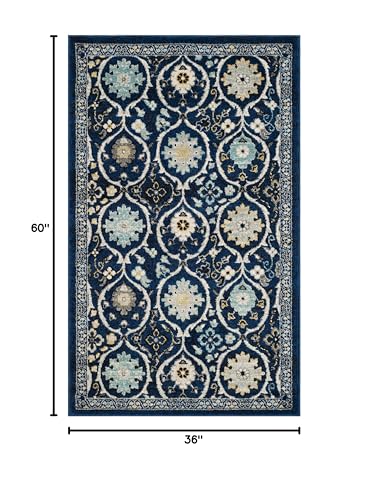 Tapete decorativo SAFAVIEH 3' x 5' Royal/Ivory miniatura 2