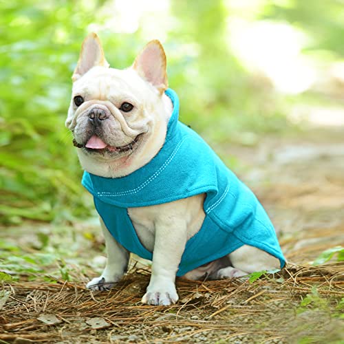 VIVAGLORY Softpad Wintermantel Hund, Hundemantel Fleecemantel Hund, Fleecejacke mit Bauchschutz, Fleece Reflektierend Verstellbar Softshell, S, Türkis