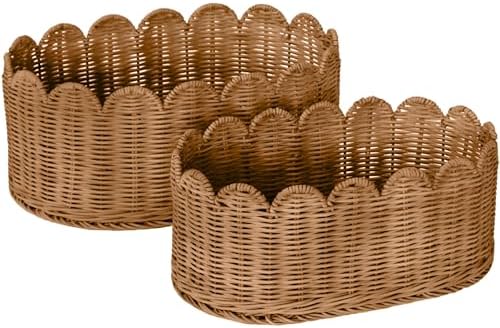 BEBE BASK Premium Scalloped Basket Set Of 2 - Scallop Basket - 16...