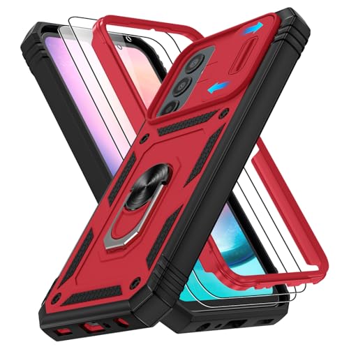 Coque Samsung A24 de qualité militaire rouge et noir avec 2 verres de protection d'écran