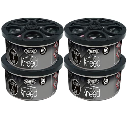 Kreed Couture Car Air Freshener Tin 60 Day Lost-Lasting Strong Odour Eliminating Designer Perfume Inspired Fragrance Scented Air Freshener Car Accessories for Men and Women 4 Pack